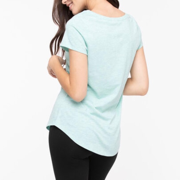 2/$15 Ricki’s Striped Scoop Neck T-Shirt Aqua Size L NWT - Picture 4 of 5